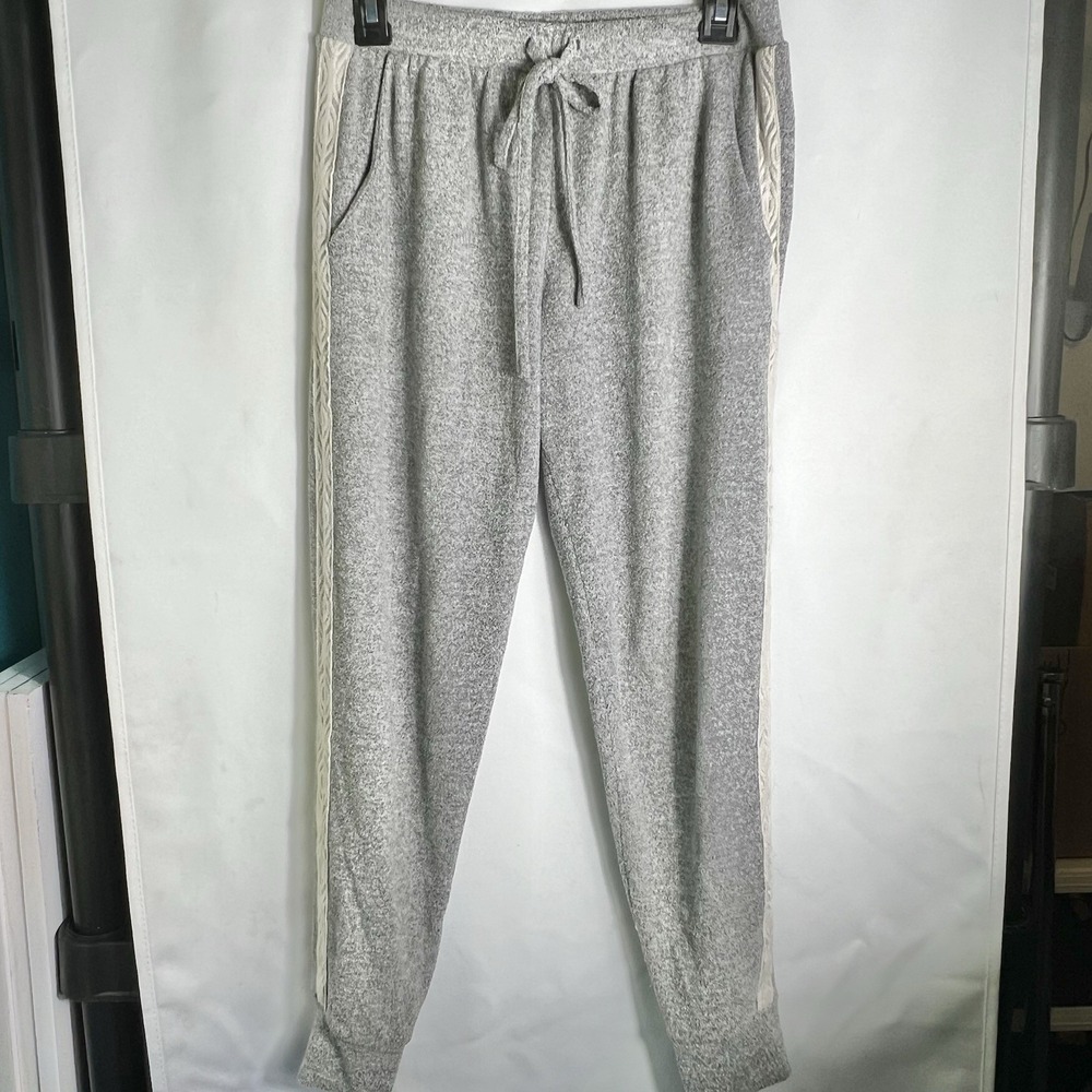 Flora Nikrooz Gray Knit Jogger Pants Womens Medium Laceβ Trim Lounge Sweatpants